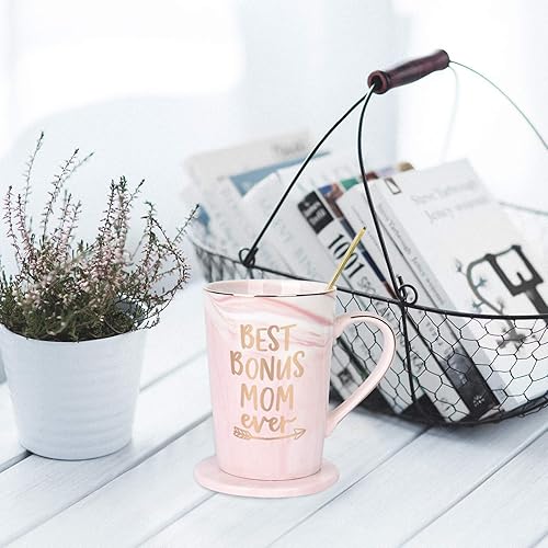 Miniatura 3 de Regalos para el Día de la Madre  Taza de café Best Bonus Mom Ever  Regalos para madrastra, regalos para suegra de parte de su nuera, regalos