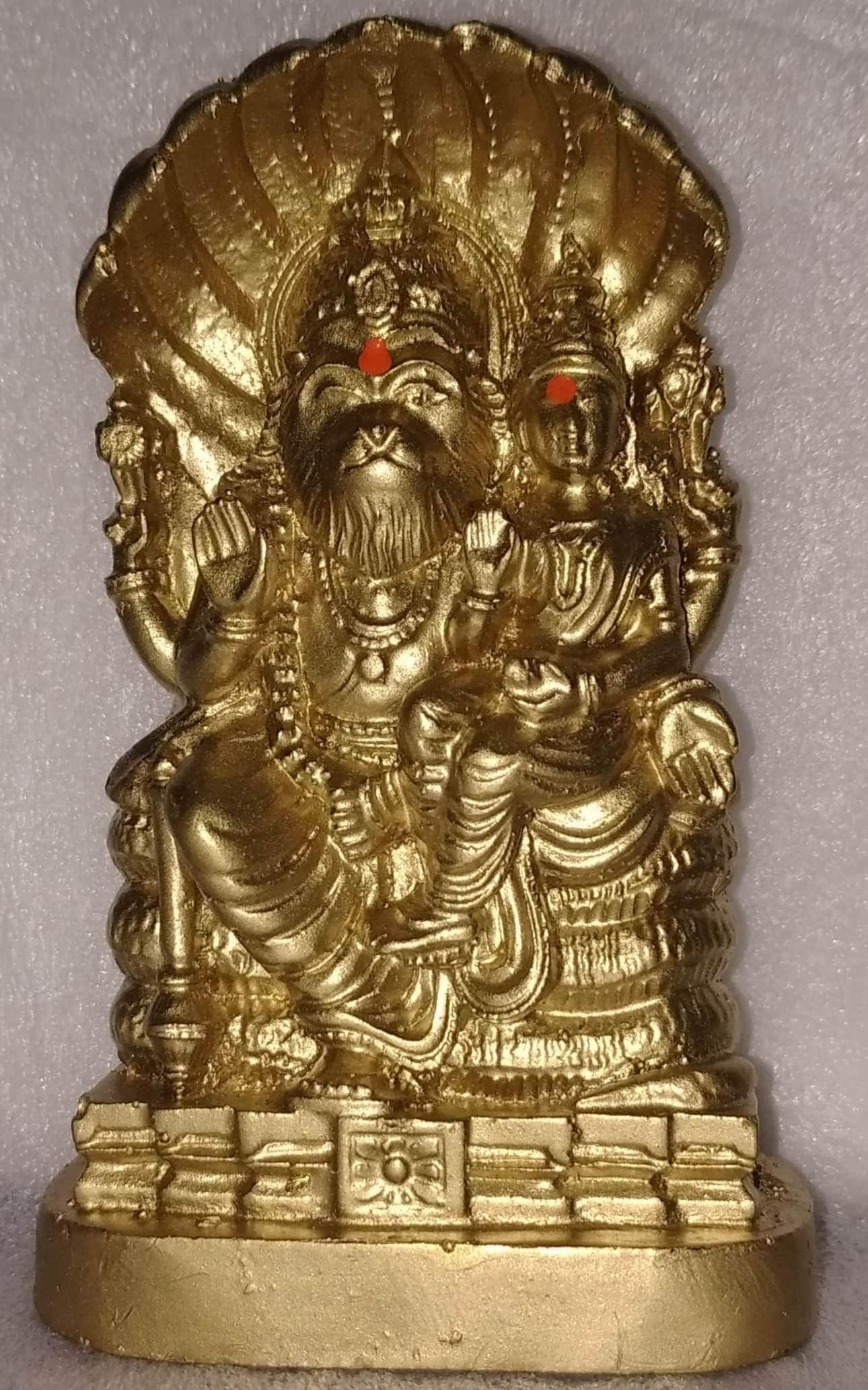 Narasimha Action Lakshmi Narasimha Swamy /Resin Lord Narasimha With Goddess Lakshmi Statue Idol Statue 8 Cm Height (Multicolor)