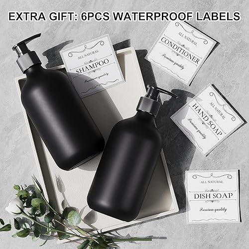 Miniatura 9 de Dispensador de jabón para platos de color ámbar para cocina (16 onzas), dispensador de jabón de manos marrón para baño, juego de dispensador de