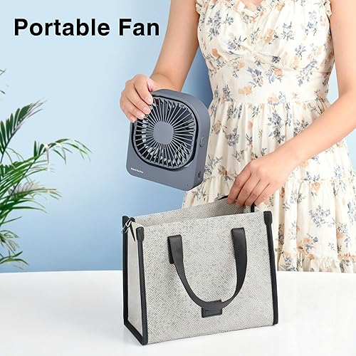 Miniatura 7 de Ventilador silencioso de escritorio inalámbrico, rotación de 360, 3 ajustes de velocidad, ultra silencioso, de larga duración, ventilador de