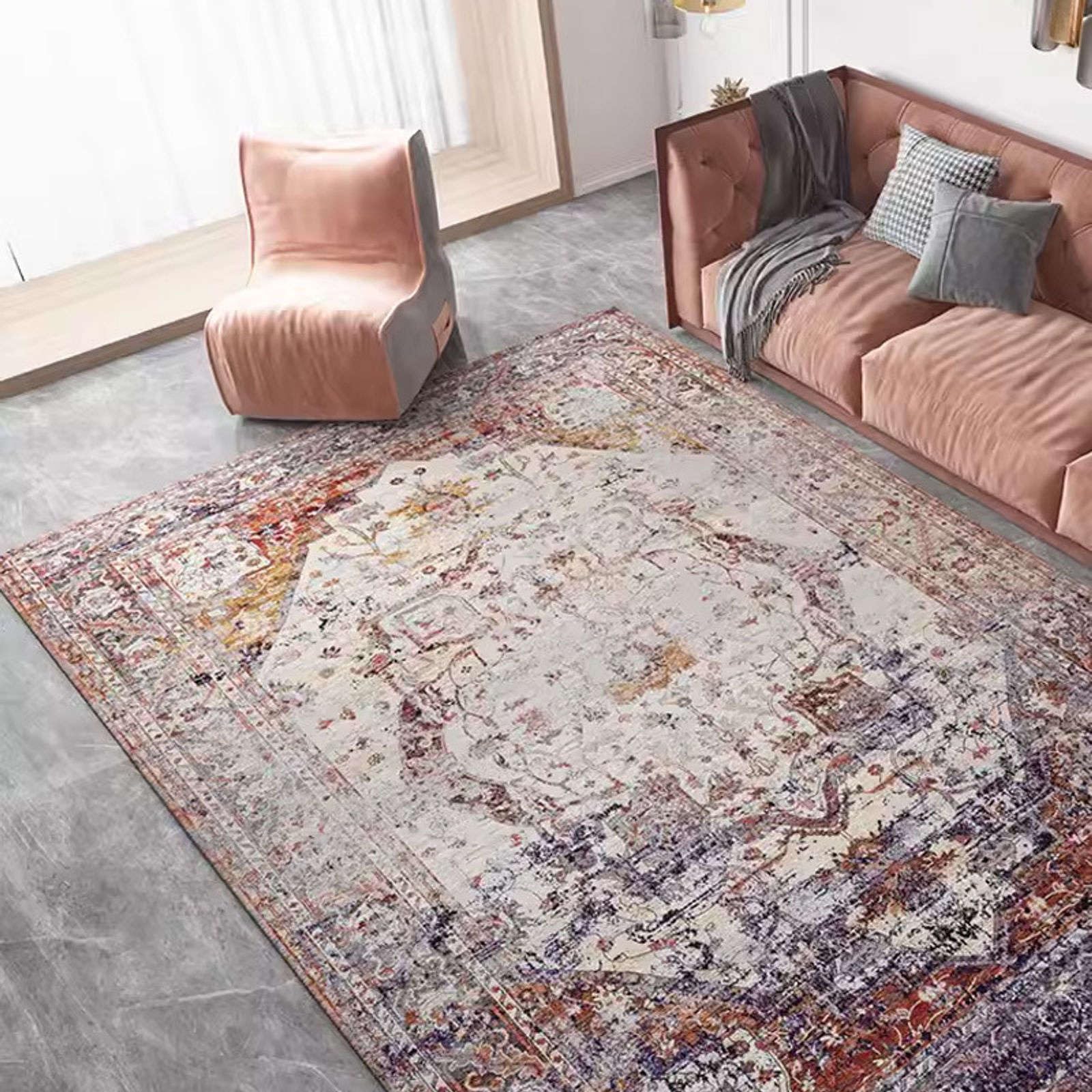 Moquette shaggy rétro 140x200 tapis de salon doux et chaud pour un intérieur cocooning