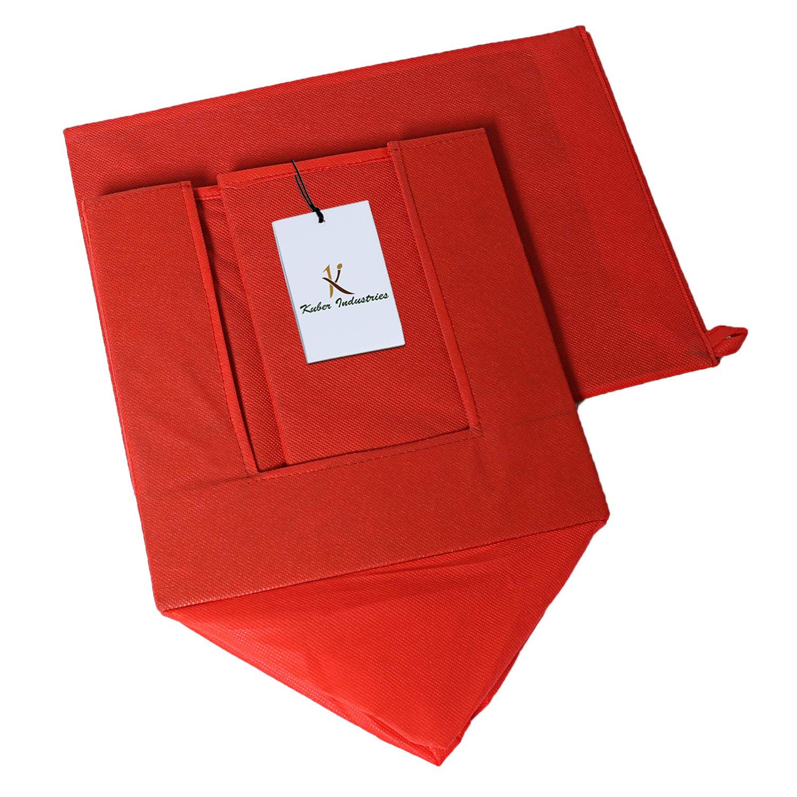 Kuber Industries Conjunto organizador de armario apilador de camisas no tejidas de 6 piezas, rojo-CTLTC31854
