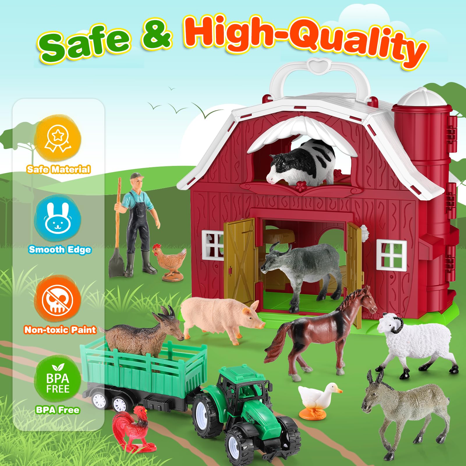 HappyKidsClub Farm Animal Toys for 1-4 Year Olds, Red - Image 2