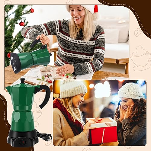 Miniatura 6 de Olla de Café Lemosae 6 Tazas Eléctrica Cafetera de Espresso Italiana Moka 300ml Portátil de Aluminio con Base Desmontable, Regalo para Hogar y Viaje