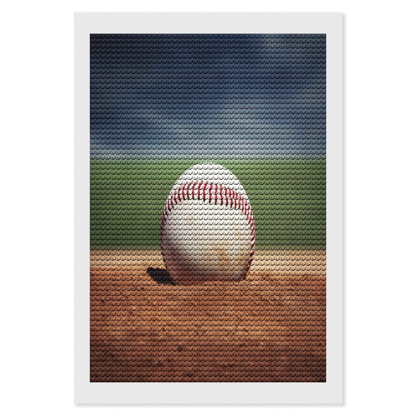 FekiLoot Baseball Paint by Numbers Kit for Adults Beginner DIY Diamond Dots Paintings Round Full Drill Diamond Art Kits Picture Diamond Art Painting Kits for Home Decor 8"x12"