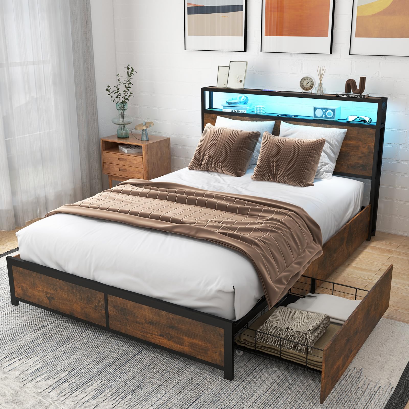 Lit 2 Places VidaXL Cadre De Lit Sommier à Lattes Lit Double Lit Adulte Cadre à Lattes Sur Pied