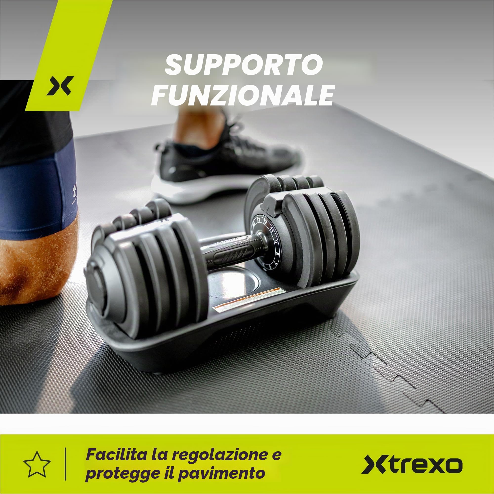TREXO Manubrio 18|24|32|40 kg con Regolazione del Peso Tramite Rotella Manubrio Palestra Regolabile in Ferro per Esercizi Fitness con Impugnatura Ergonomica Antiscivolo