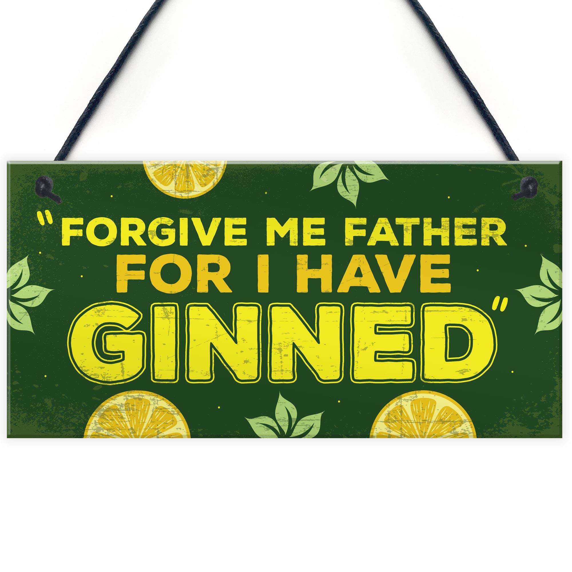 RED OCEAN Novelty GIN Plaque Funny Alcohol Hanging Sign Home Bar Pub Man Cave Decor Gin & Tonic