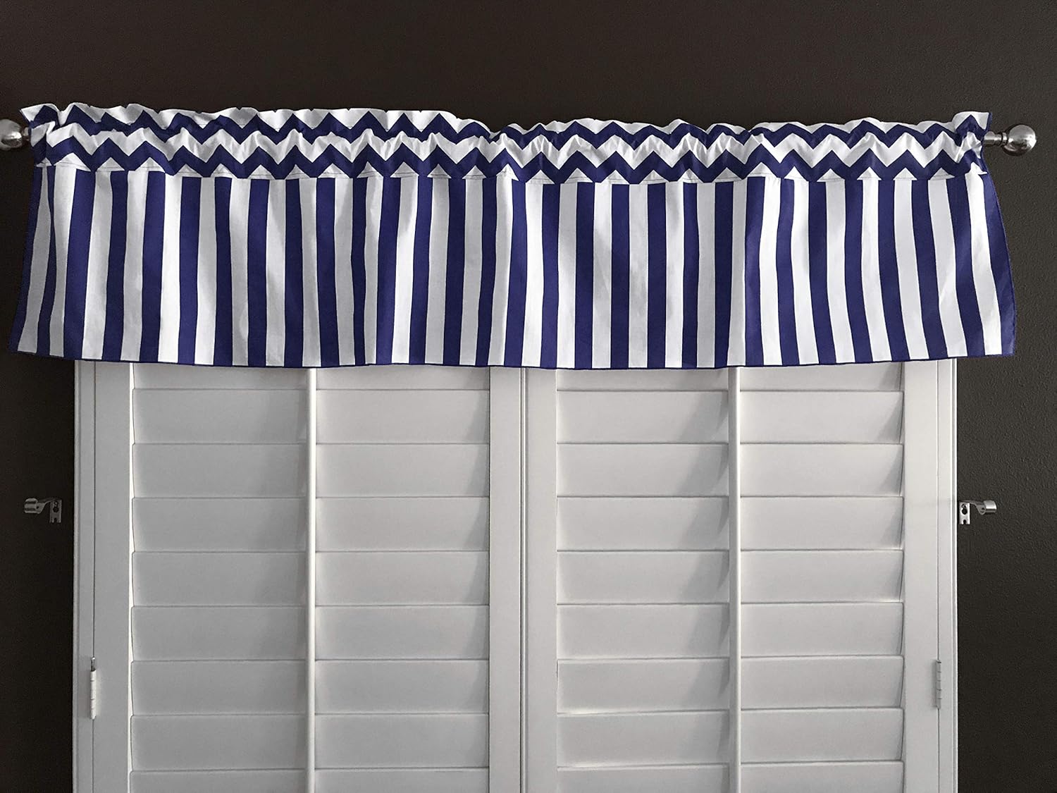 Zen Creative Designs Multi Colored Stripe Chevron Cotton Window Valance Home Décor Bedroom Nursery Kitchen Window (58" Wide x 32" Long, Red)