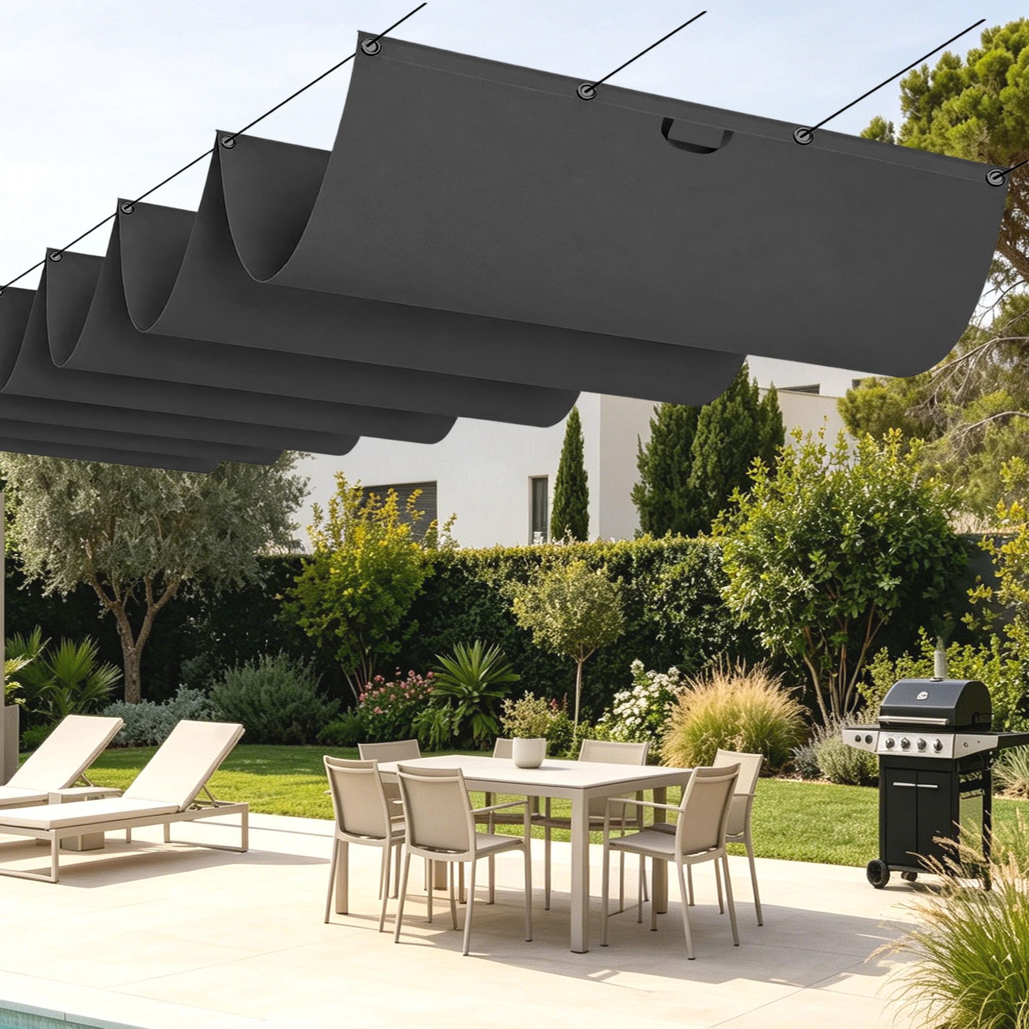 Voile d'ombrage rétractable 2x2.4m gris foncé imperméable