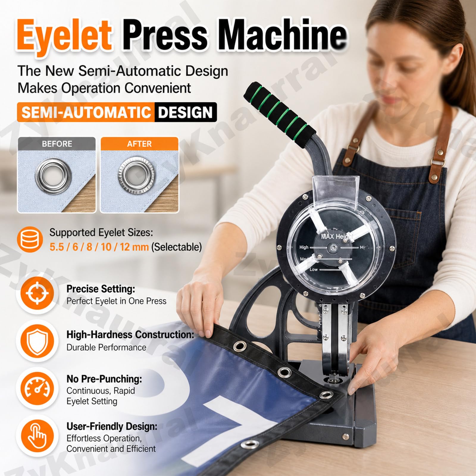 Macchina Semiautomatica per Occhielli Con 1.000 Occhielli Argentati 5.5mm
