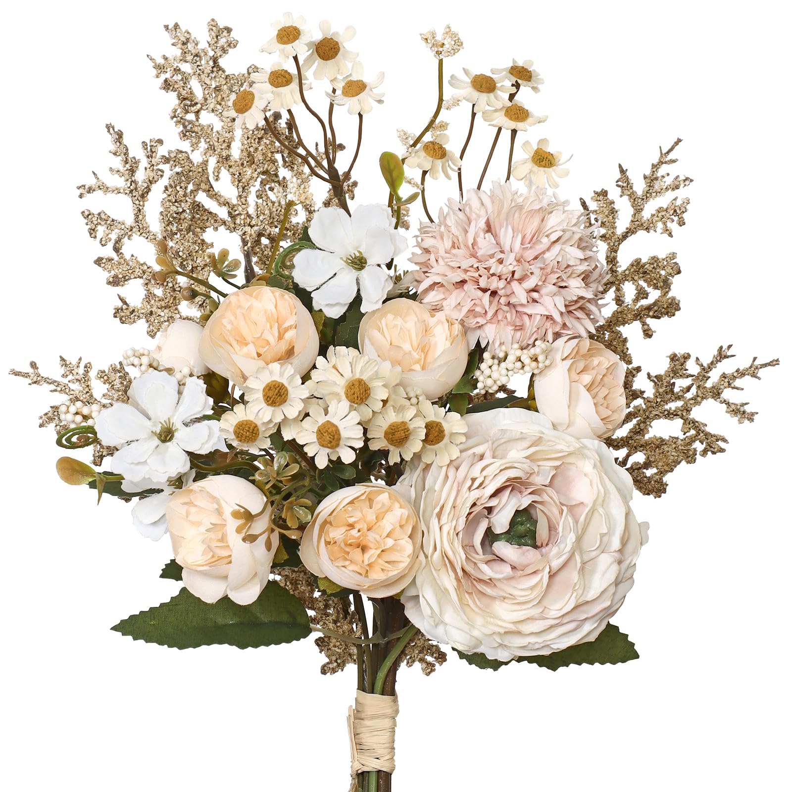 Artificial Flowers Bouquet for Decoration Fake Flowers Plants Silk Flower Arrangements Faux Centerpieces Wedding Bouquets for Home Kitchen Vase Arrangement Wedding Table Centerpiec image 6