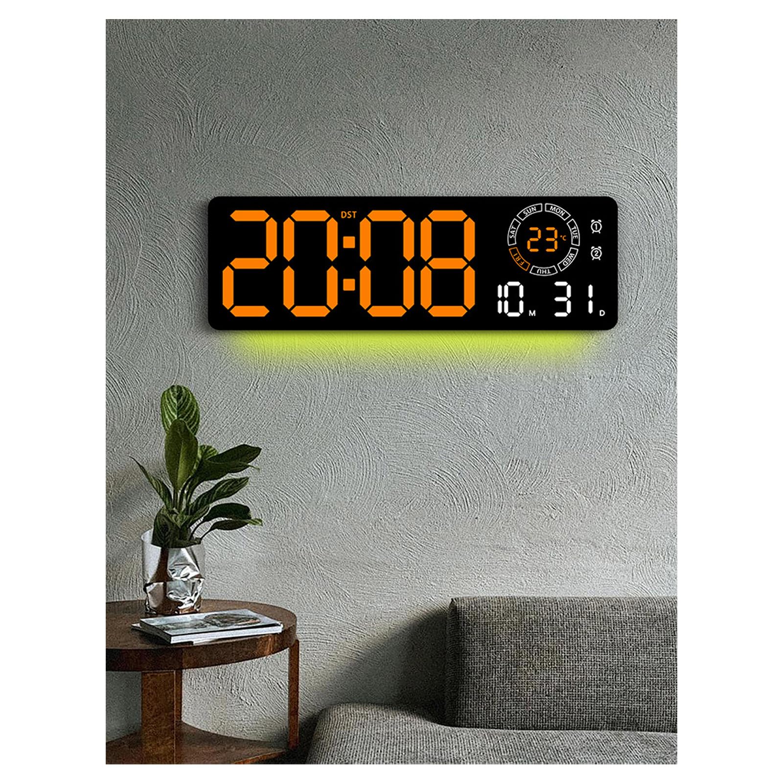 Mehrfarbige LED Digital Wanduhr mit Helligkeitseinstellung, Uhrzeit, Datum, Temperaturanzeige, Nachtlicht für Zuhause, Büro, Moderne LED Digitaluhr, mehrfarbige Beleuchtung, Temperaturanzeige,