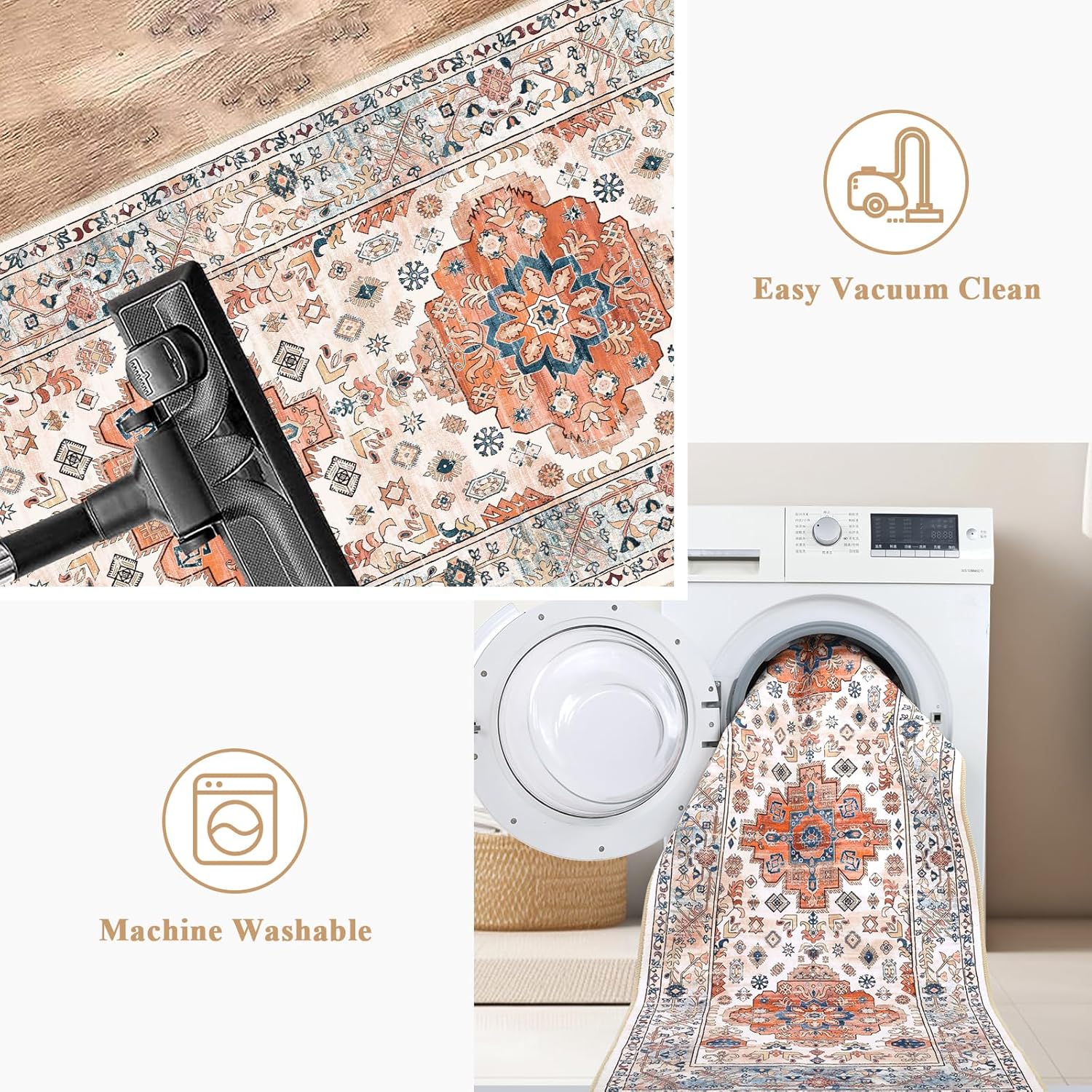 Pauwer Boho Hallway Runner Rug 2x6 Washable Entryway Area Rugs Non Slip Farmhouse Vintage Floor Mat Carpet Runner for Hallways Laundry Room Kitchen Bathroom Bedroom