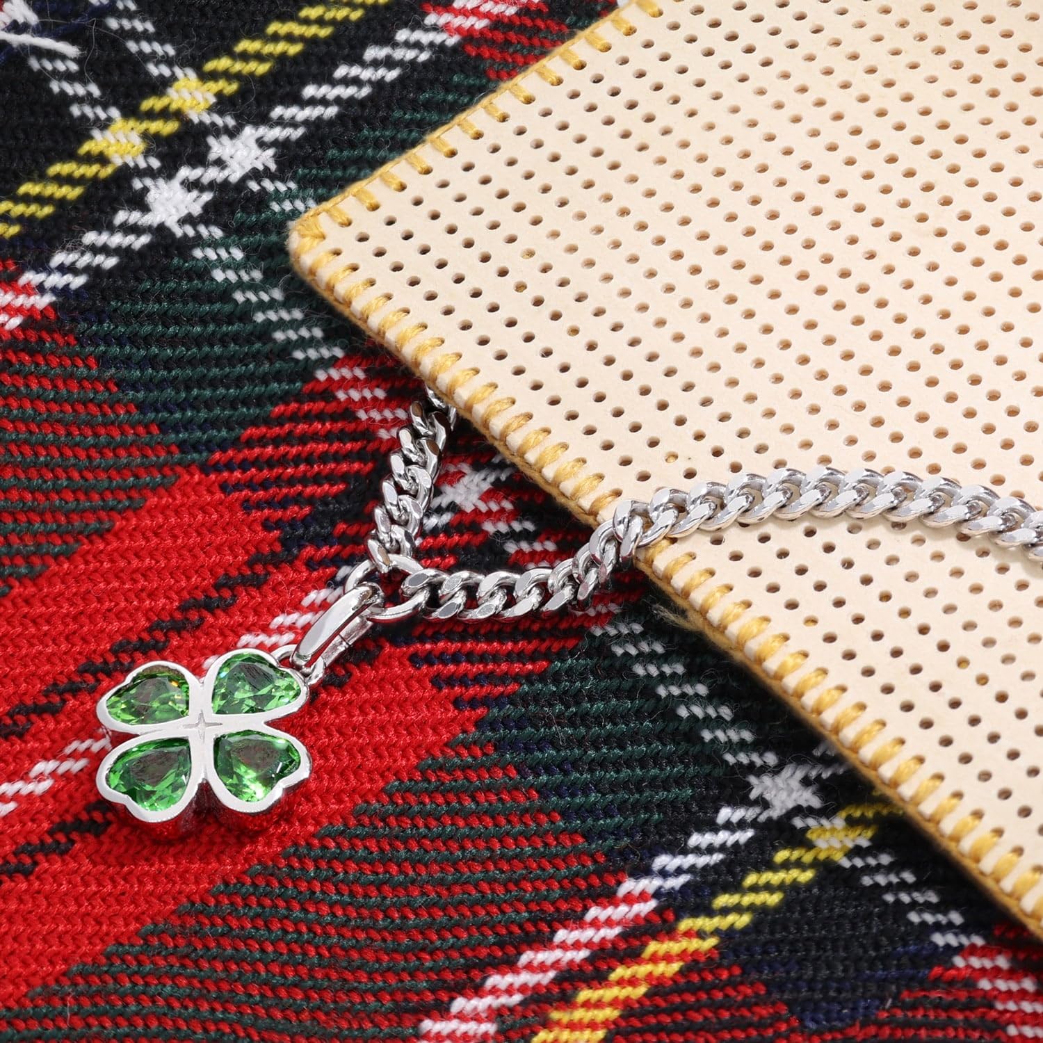 trendor Pulsera infantil con trébol verde, plata de ley 925, rodiada, 21622