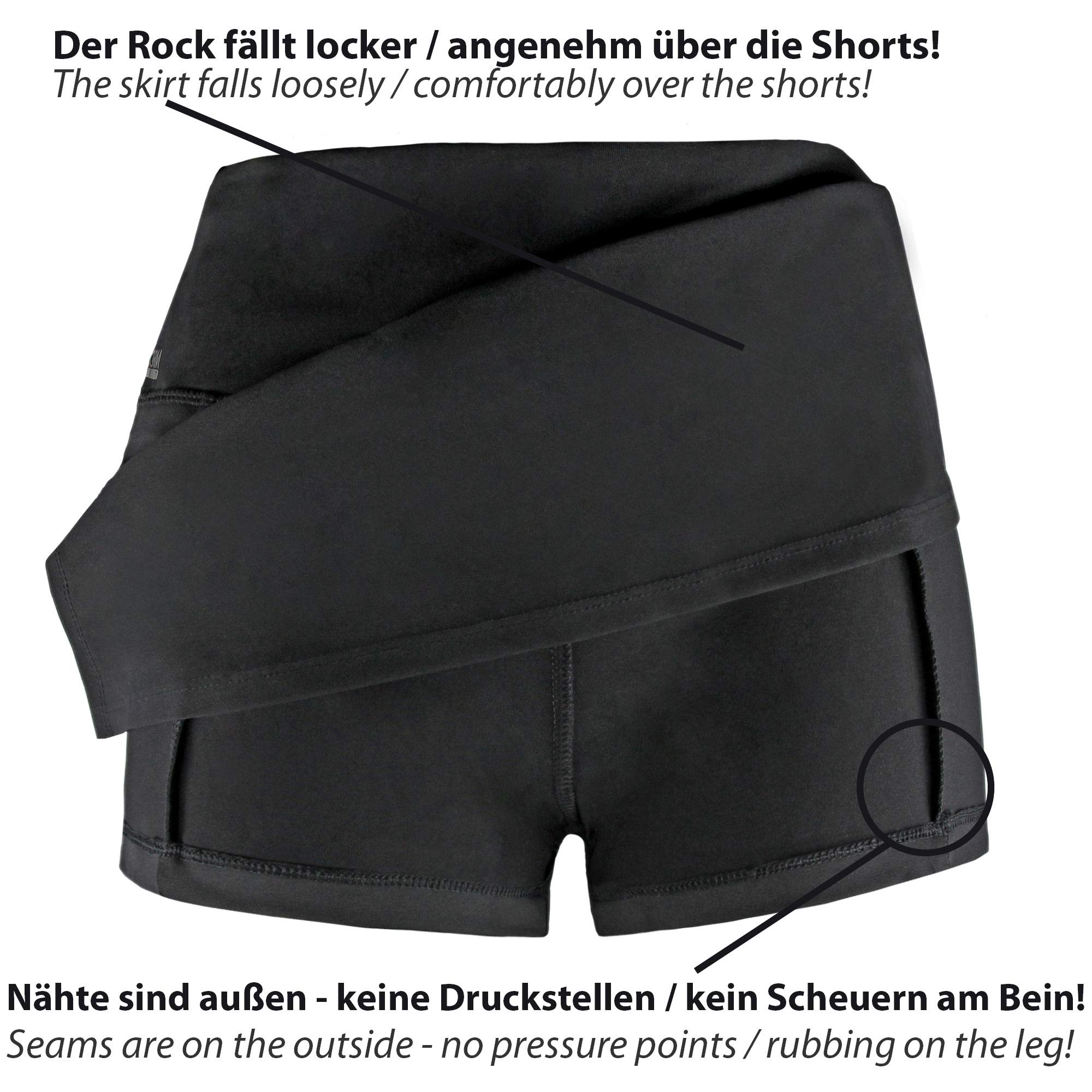 Formbelt® - Variosports Skirt Sports Falda Deportiva para Mujer Integrado para Guardar teléfonos móviles de hasta 6,5", Llaves, pañuelos - Running, Yoga, Fitness, Gym, Negro L