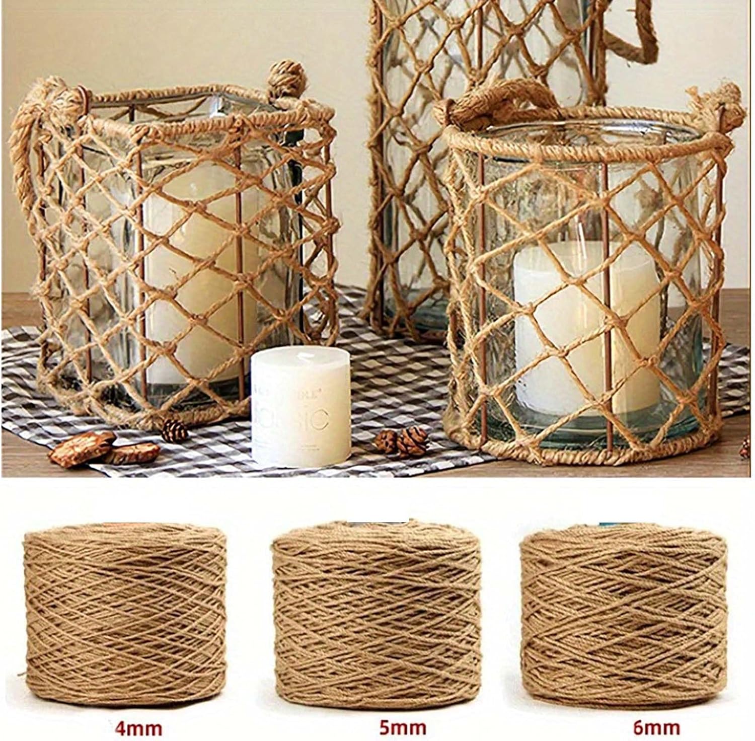 Natural Jute Brown Twine,Garden Twine Strong,for Gardening Tomato Climbing Plant Tie Floristry Crafts Gift Wrapping Packing Decor (5mm)(Size:50M)