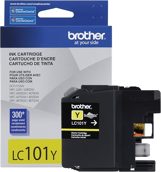 Amazon.com: Brother Printer LC101Y Amarillo cartucho de tinta : Productos  de Oficina