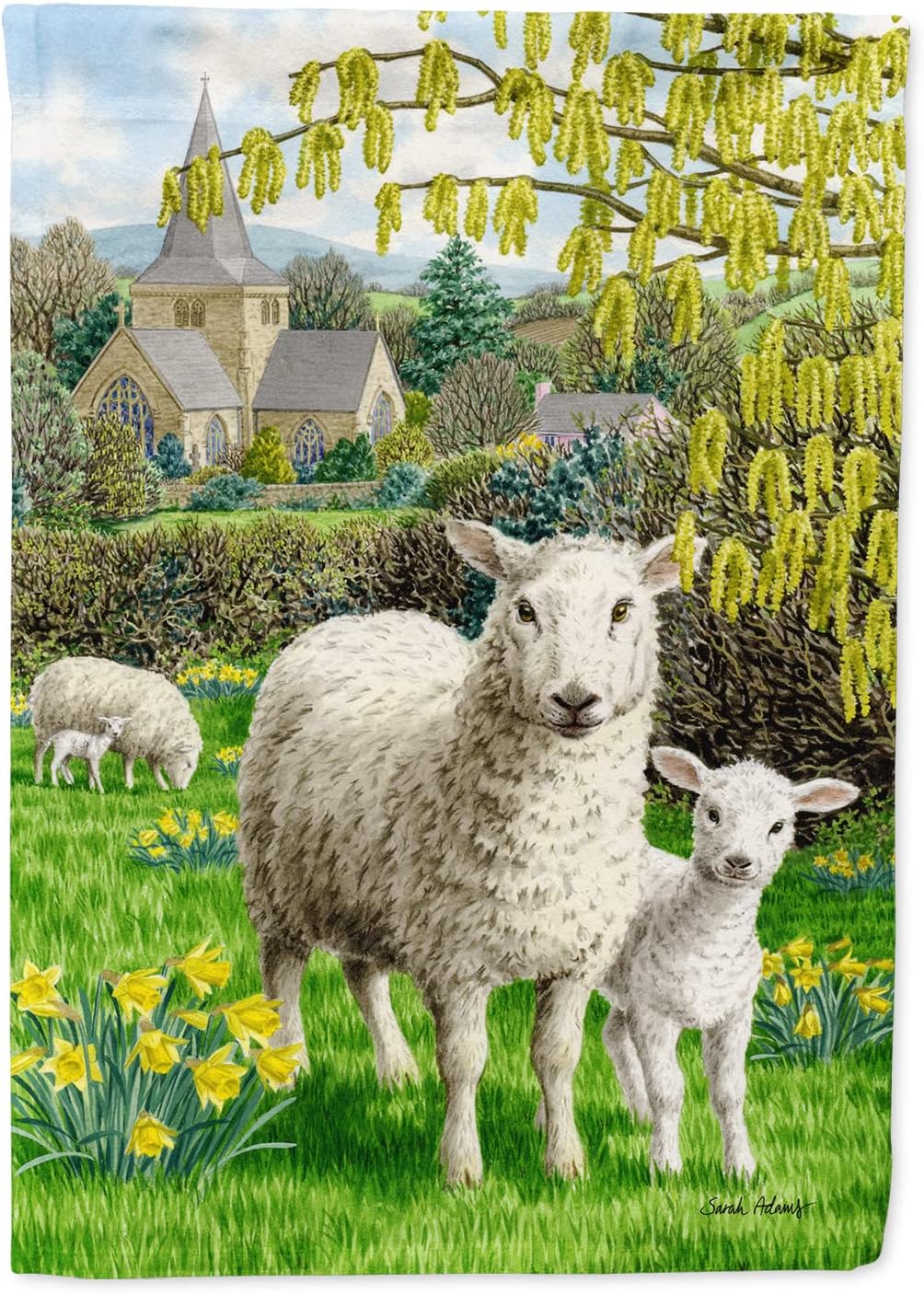 Caroline's Treasures ASA2024CHF Sheep House Flag Large Porch Sleeve Pole Decorative Outside Yard Banner Artwork Wall Hanging, Polyester, House Size, Multicolor