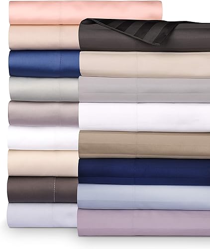 Miniatura 3 de Lujoso juego de sábanas de 6 piezas transpirable de 1000 hilos 100% algodón egipcio satinado de 6 piezas 1 sábana bajera, 1 sábana encimera y 4