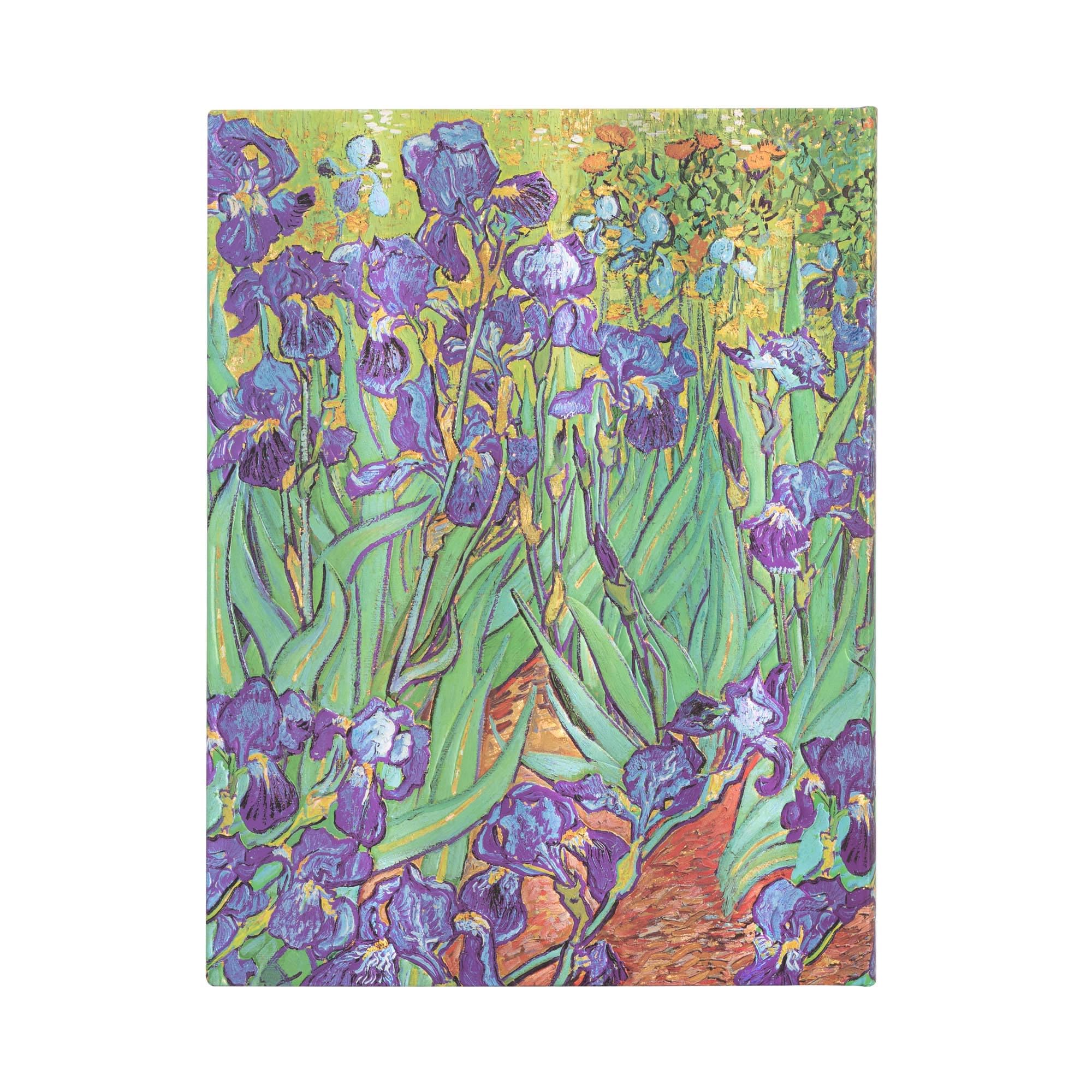 Van Gogh’s Irises Ultra Unlined Hardcover Journal: Hardcover, 120 gsm, ribbon marker, memento pouch, elastic closure, book edge printing