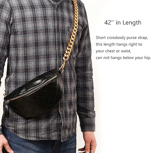 Miniatura 7 de Correa de cadena cruzada de metal grande de 42 pulgadas para mini cartera, riñonera, bolsa de pecho
