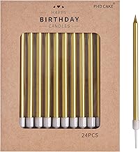 PHD CAKE Gold Long Thin Metallic Birthday Candles, Cake Candles, Birthday Parties, Wedding Decorations, Party Candles, Cake Decorations