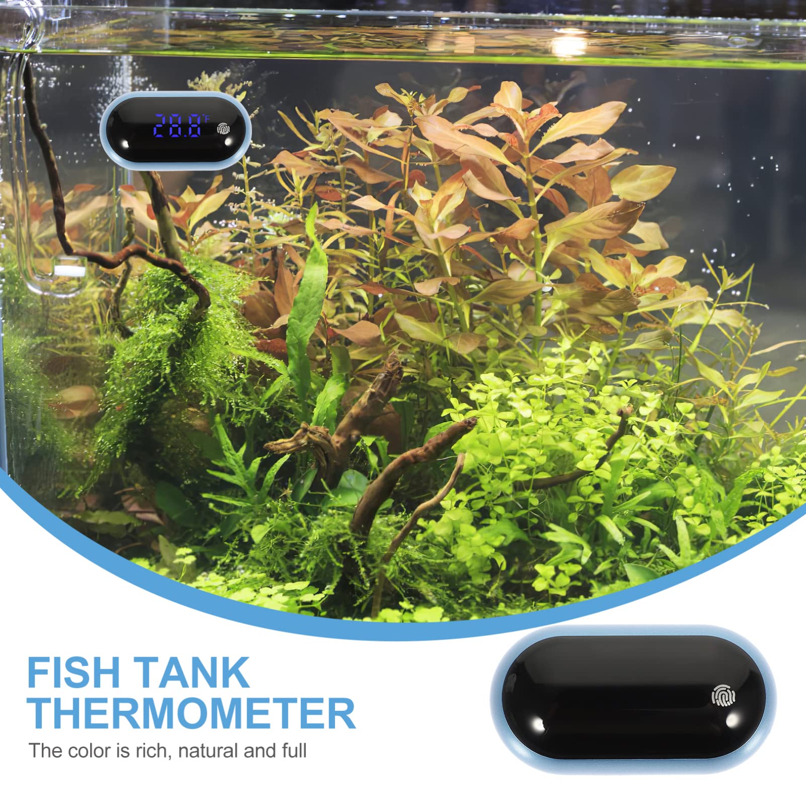 BESPORTBLE 3piezas De Acuario Digital Portátil Medidor De Temperatura Para Peceras Pantalla y Clara Materiales De Inoxidable y Herramienta De Medición Para Acuarios Domésticos