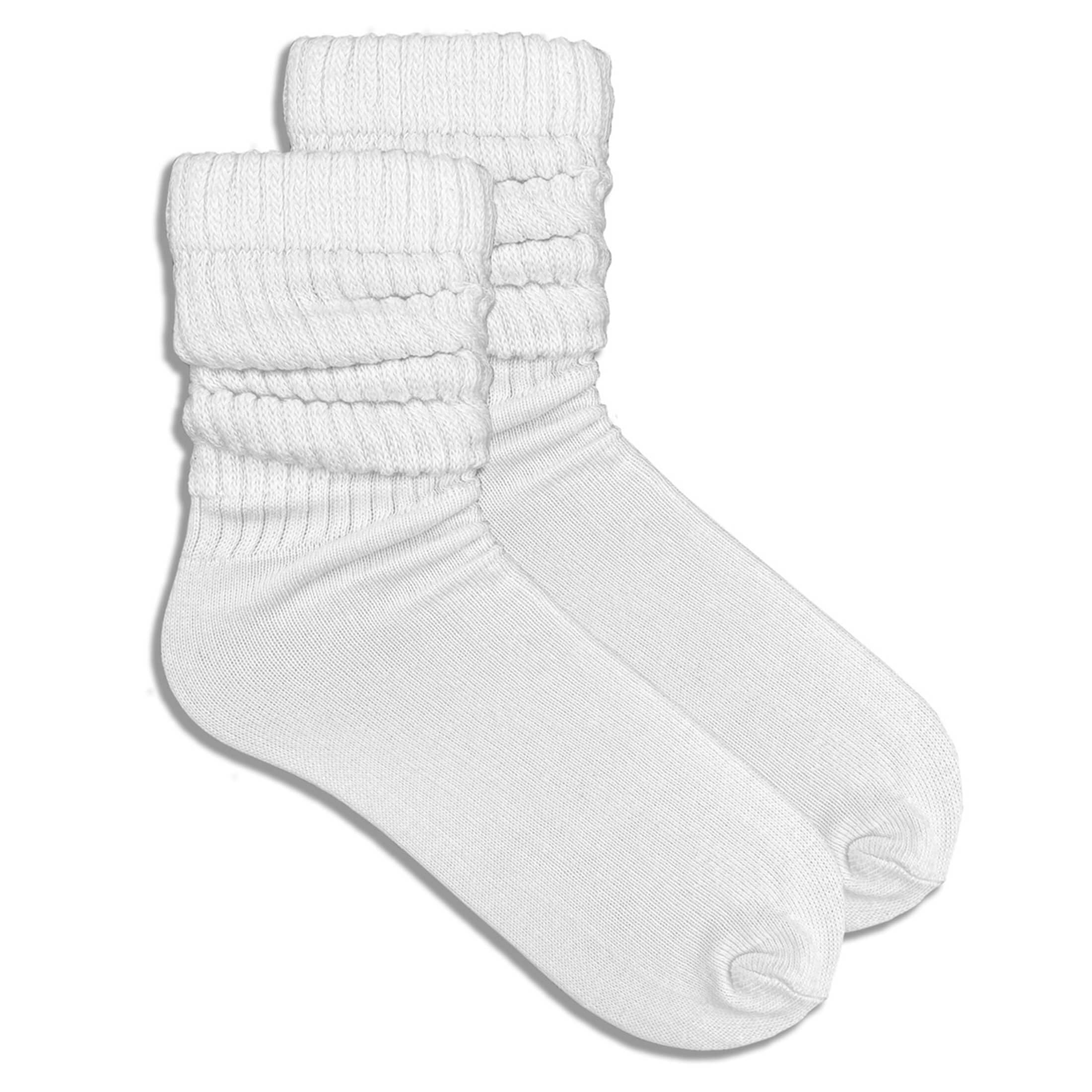 COUVER Womens Scrunched Slouch Socks Soft Cotton Blend Crew or Knee High, White, 9-11, 1 Pair