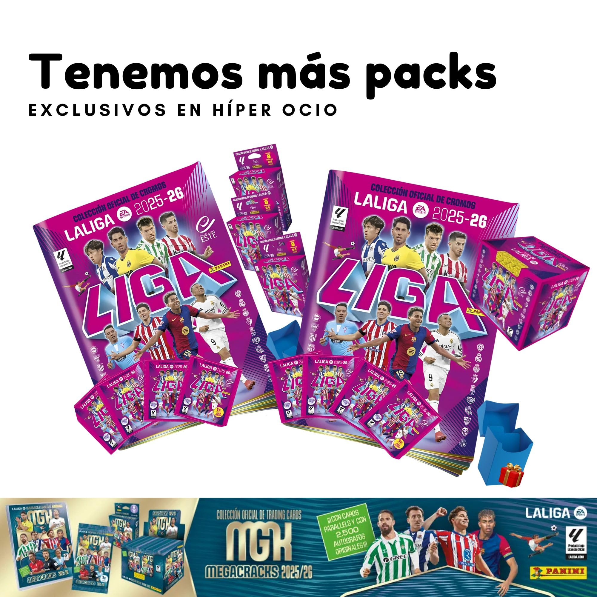 Panini Pack Cromos Megacracks 2025 2026 con Álbum y Sobres, (No Cromos Eurocopa 2024 ni Adrenalyn), Lamine Yamal, Regalo Caja para Repetidas - LaLiga Ea Sports Oficial (MegaCracks+16)