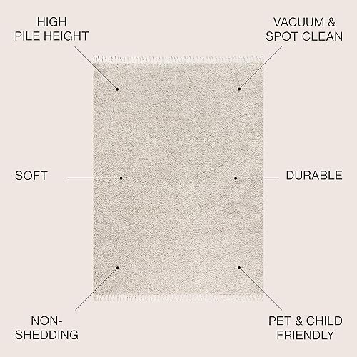 Miniatura 3 de JONATHAN Y MCR100D-3 Mercer Shag - Alfombra de felpa con borlas para interiores, bohemio, moderno, contemporáneo, sólido, fácil de limpiar, para