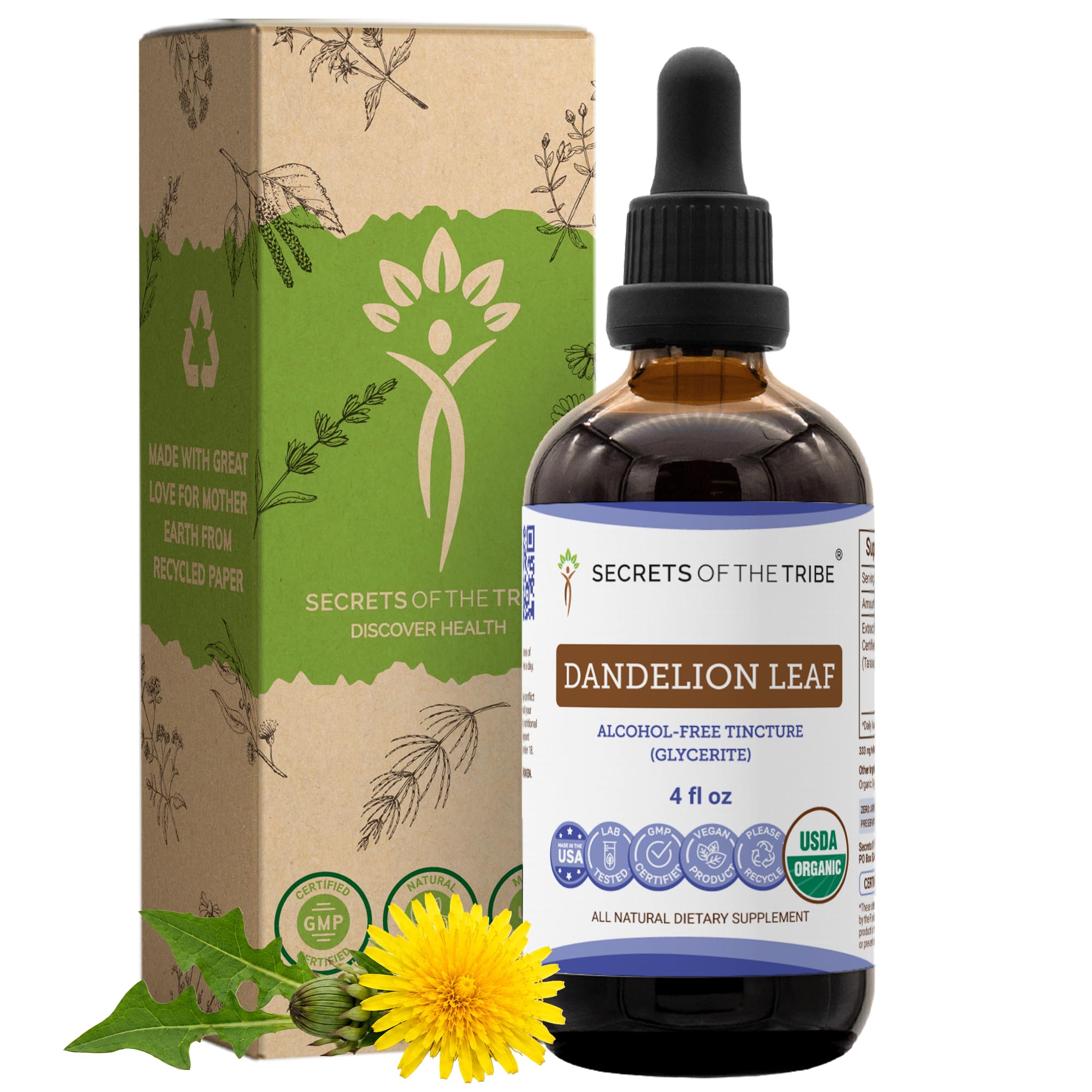 Secrets of the Tribe Dandelion Leaf USDA Organic | Alcohol-Free Extract, High-Potency Herbal Drops, Digestive System | Made from 100% Certified Organic Taraxacum Officinale Dried Leaf 2 oz — Amazon image 7