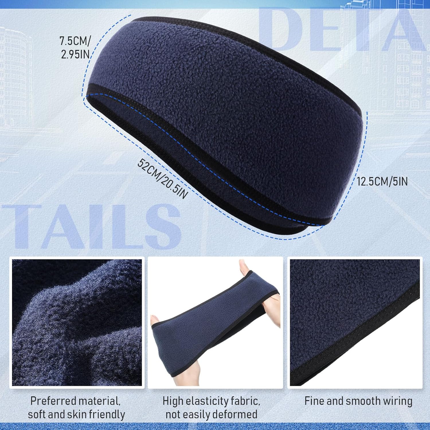 9 Pcs Ear Warmer Headband Warmer Face Mask Fleece Neck Gaiter with Drawstring Winter Knit Gloves for Men Women Adult - Image 2