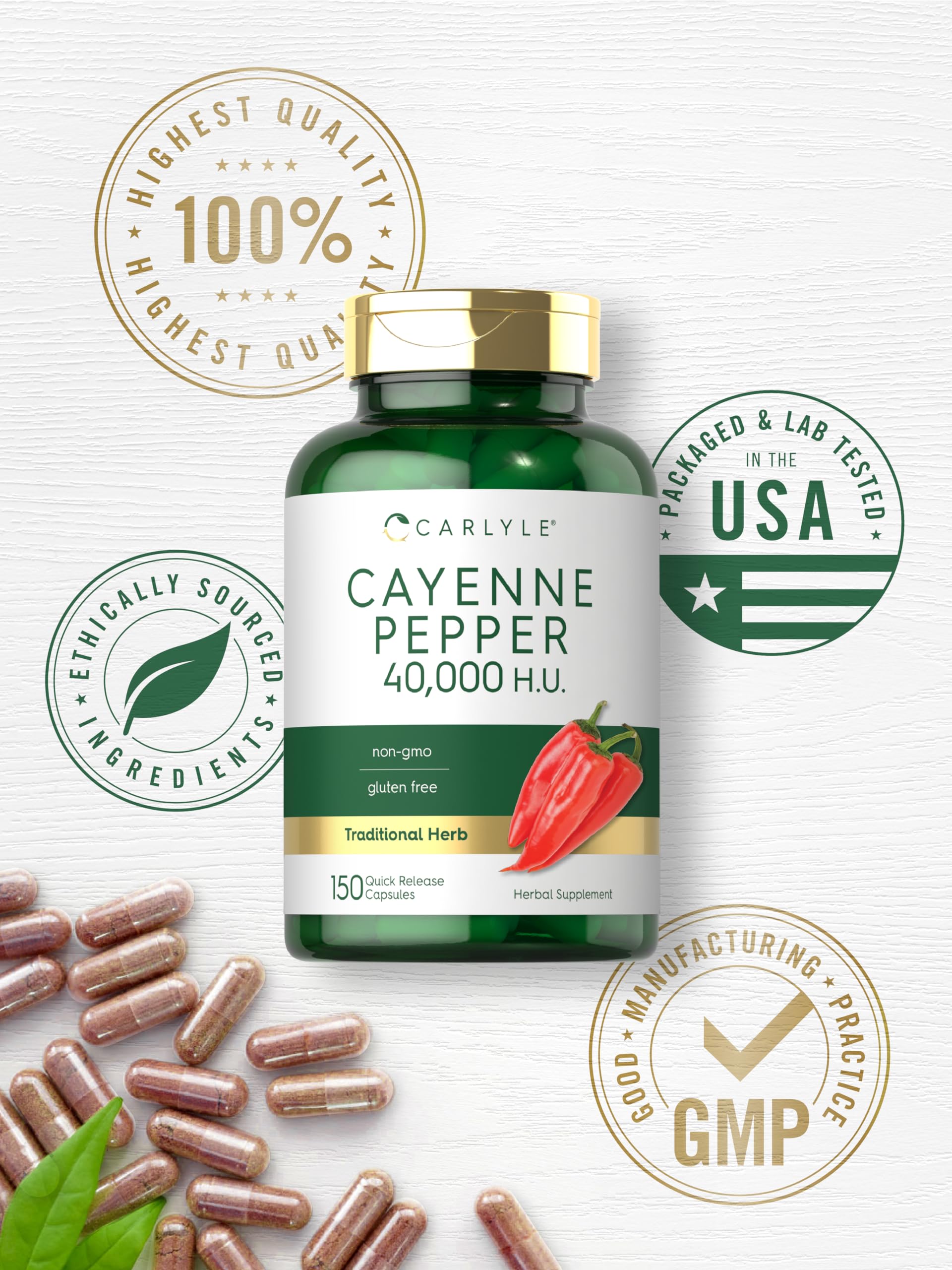 Carlyle Cayenne Pepper Capsules | 40,000 HU | 150 Count — Amazon image 6