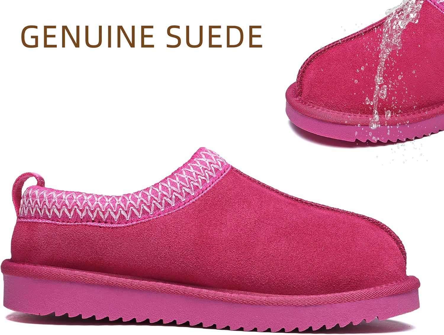 Women's Slippers Genuine Suede Platform Mini Boots Mens Faux Fur Warm Lining Winter Mules Cozy Warm House Shoes Indoor and Outdoor - Image 3