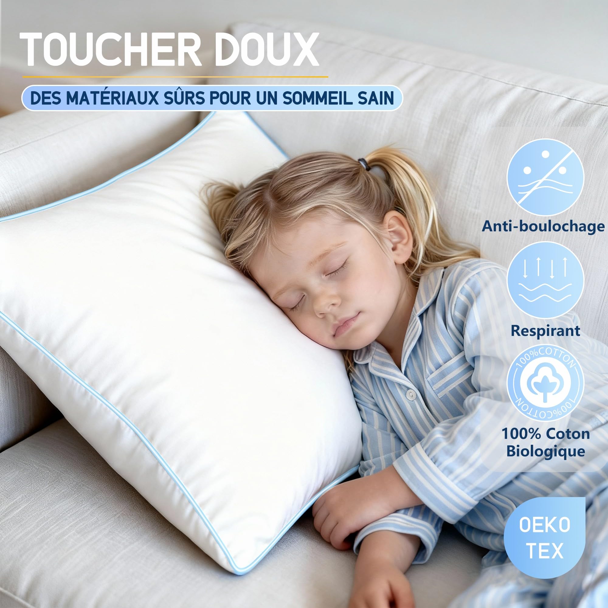 Oreiller 60x60 Duvet Luxe Plume - Oreiller 60x60 cm en Duvet et Plumes de Qualité Hôtelière - Confort Oreillers de Sommeil en Plume 3 Chambres Certifié Oeko-Tex-Dormez comme sur des Nuages
