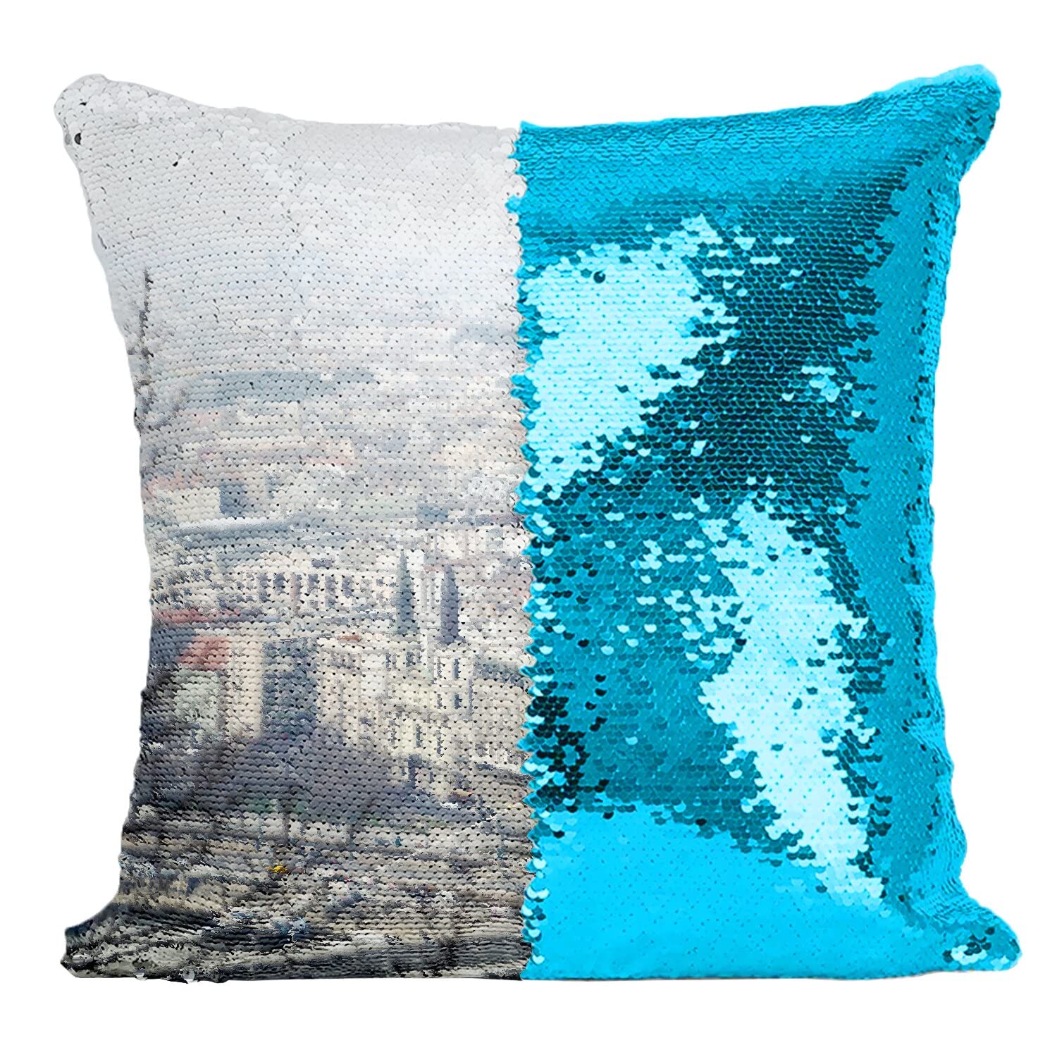 Coussin Paillettes Turquoise Pont Élisabeth Budapest Housse