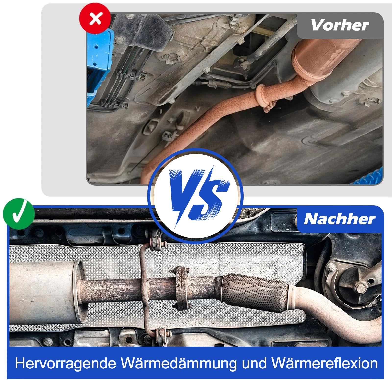 Hitzeschutzblech Aluminium 100x40cm - Geprägte Hitzeschutzmatte Für Auto, Motorrad & Mehr