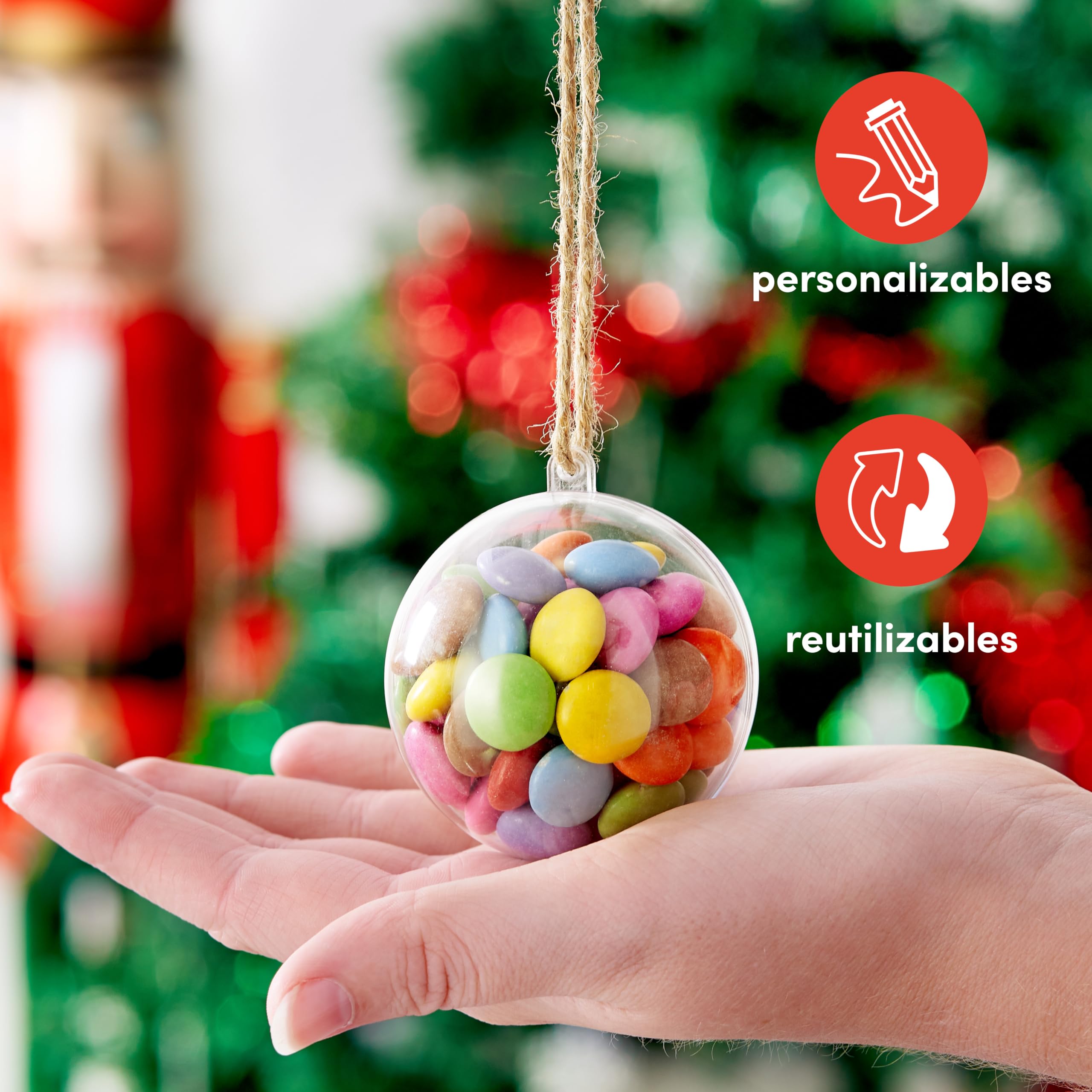 THE TWIDDLERS 48 Bolas de Navidad Transparentes para Rellenar y Decorar (6 cm) – Adorno de árbol Colgante Personalizado – Decoración DIY para Navidad, Bodas, cumpleaños, Fiestas
