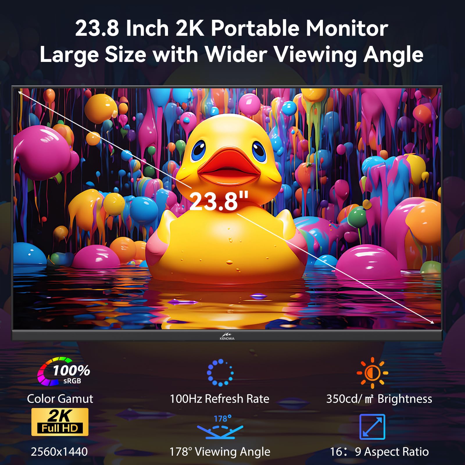 Amazon.co.jp: Kenowa 23.8インチ 2K 100Hz ポータブルモニター IPS