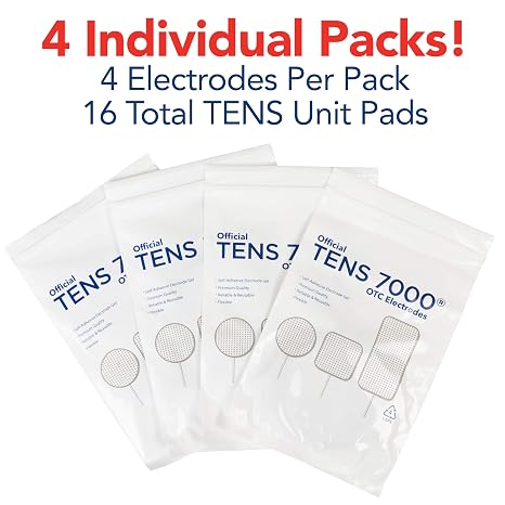TENS 7000 Official TENS Unit Pads, 2x4, 16 Pack - Premium Quality OTC TENS Unit Replacement Pads - Compatible with Most TENS Machines, Replacement Electrodes Value Pack