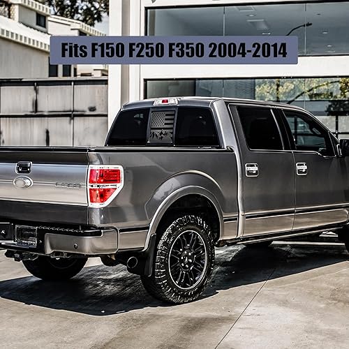 Miniatura 6 de Adhesivo de vinilo para Ford F150 F250 F350 2004-2014 para ventana trasera trasera media con bandera estadounidense, color negro mate