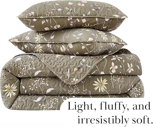 Miniatura 8 de Southshore Fine Living, Inc. Edredones de gran tamaño para cama King, juego de ropa de cama ligero, colcha floral, juego de colcha de 3 piezas con