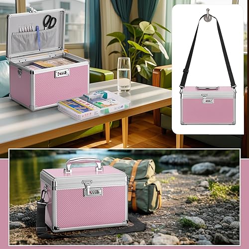 Miniatura 6 de Caja de seguridad para medicamentos con cerradura de combinación, 11.2 x 7.6 x 7.6 pulgadas, caja de almacenamiento segura de primeros auxilios,