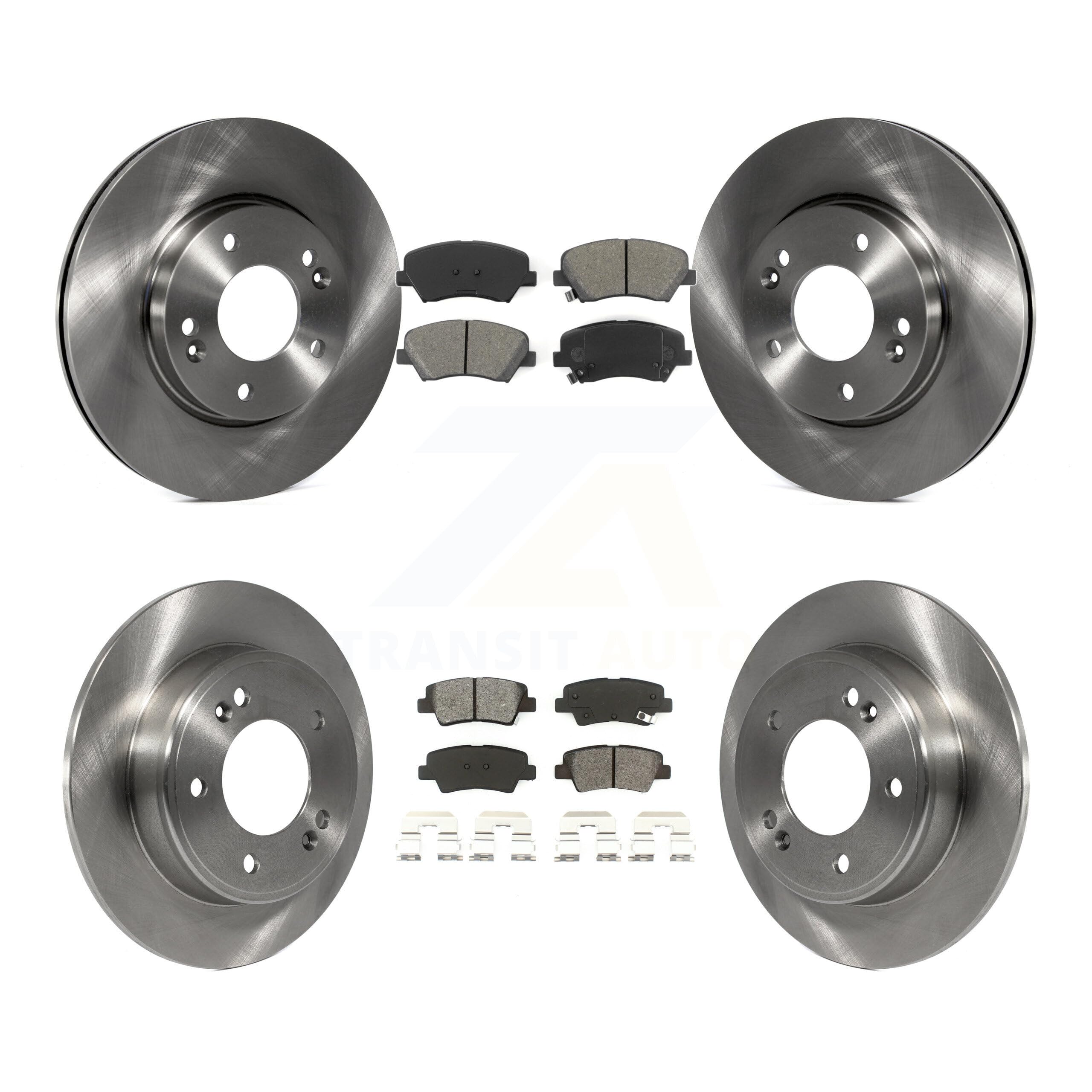 Transit Auto Front Rear Disc Brake Rotors And Semi-Metallic Pads Kit Replacement For Hyundai Elantra GT Kia Forte Veloster Forte5 Coupe Koup K8S-101455