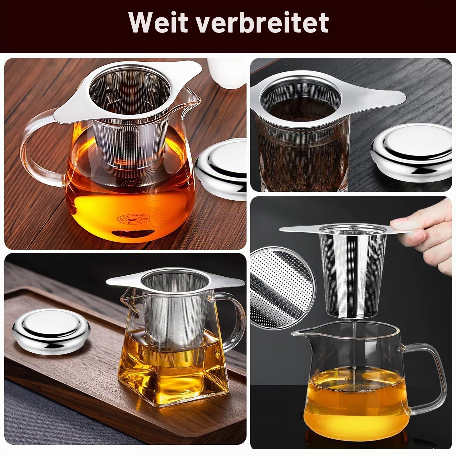 2 Stück Teesieb für Losen Tee, 304 Teesieb Edelstahl, Wiederverwendbar, Feinmaschiges Tea Infuser für die Meisten Tee-Tassen und Tee-Schalen, Spülmaschinengeeignet
