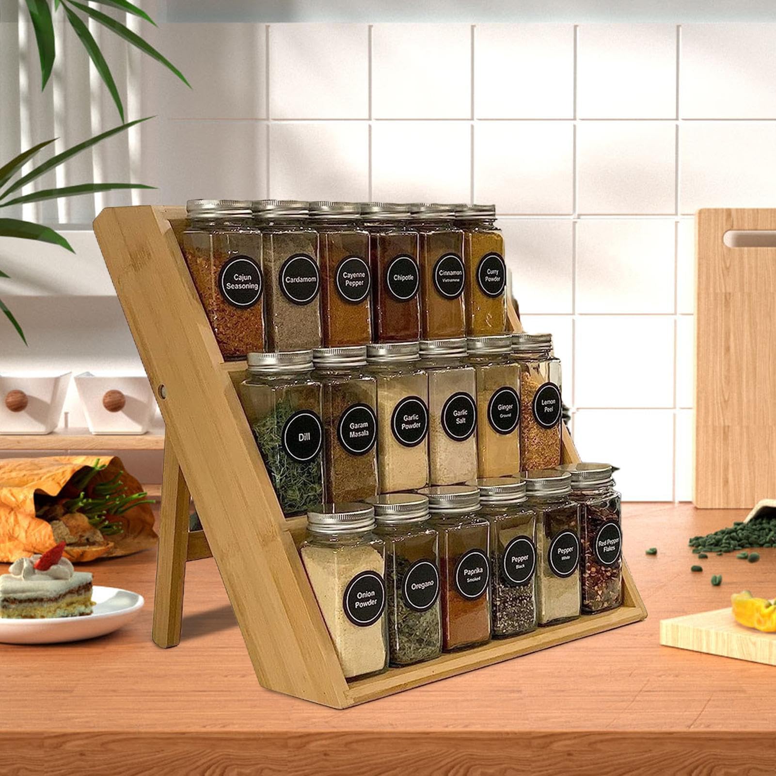 Gewürz-Organizer-Rack Multifunktionales platzsparendes Küchenwerkzeug | 3-stöckiger Holz-Parfüm-Organizer-Ständer Organizer Für Sammlungen, Geeignet Für Cupcakes, Gewürze, Desserts, Parfüm, Kosmet