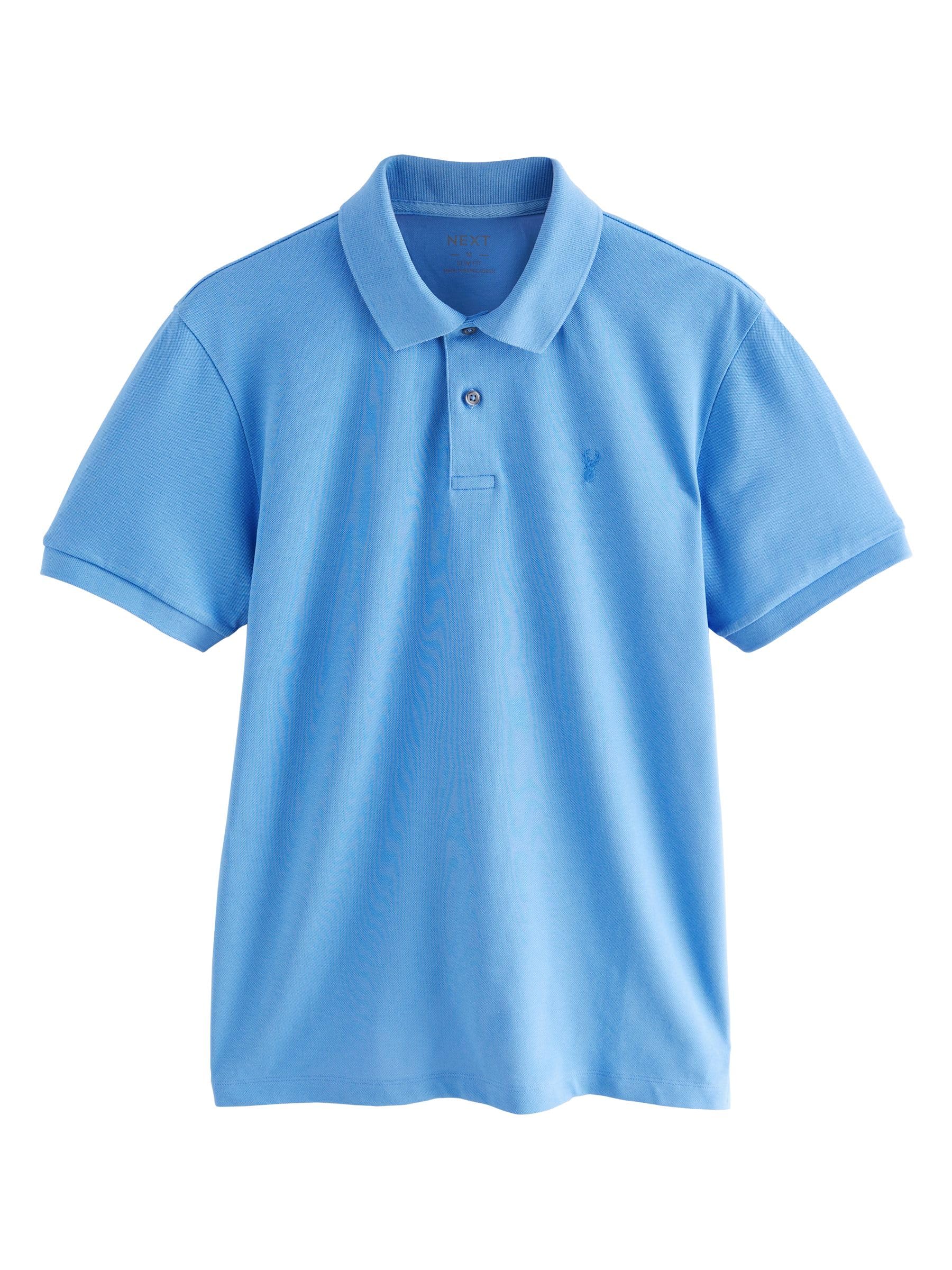 NEXT Uomini Polo in piqué a Maniche Corte - vestibilità Attillata Blu XS
