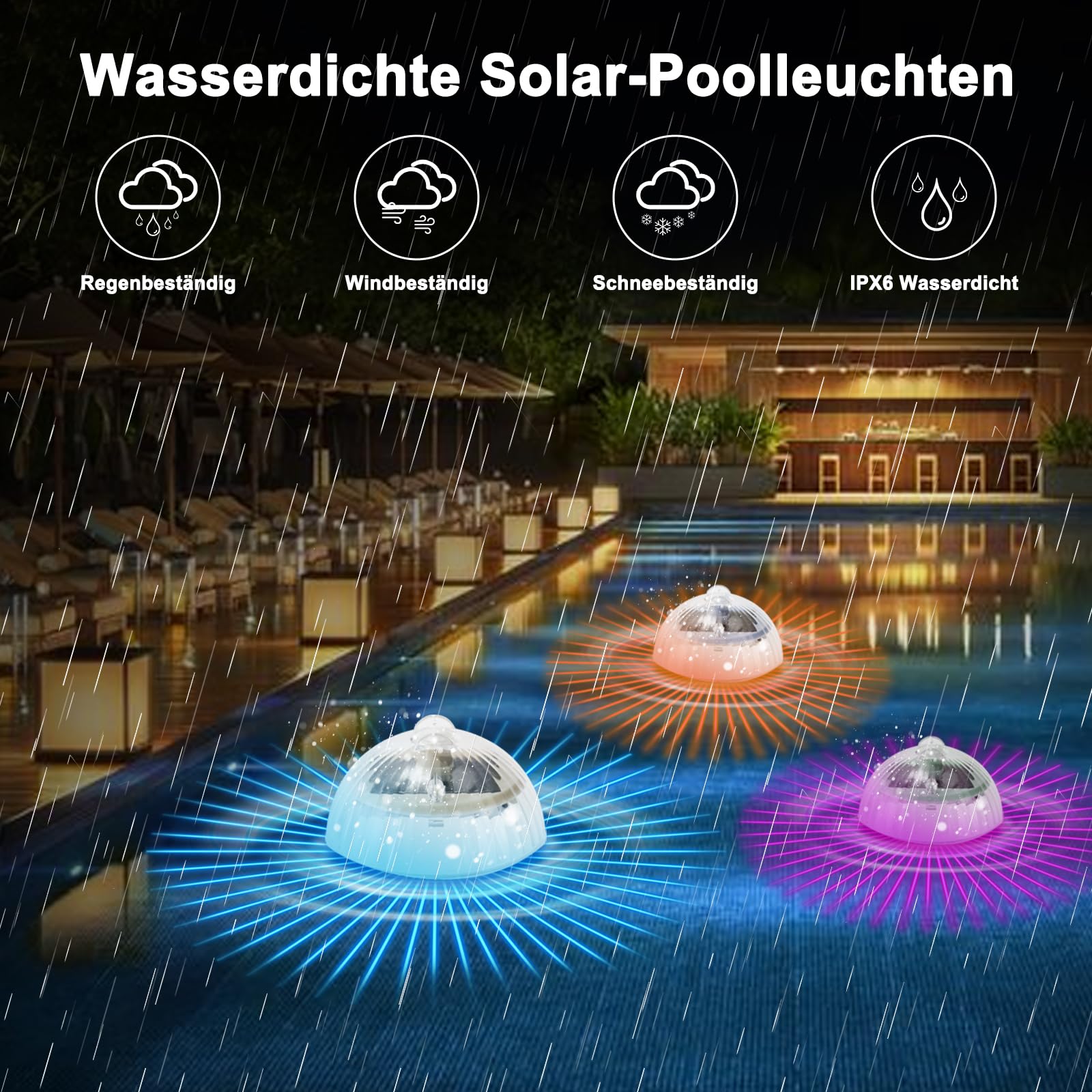 2x Solar Poolbeleuchtung IP68 - Schwimmende LED Lichter Mit Fernbedienung