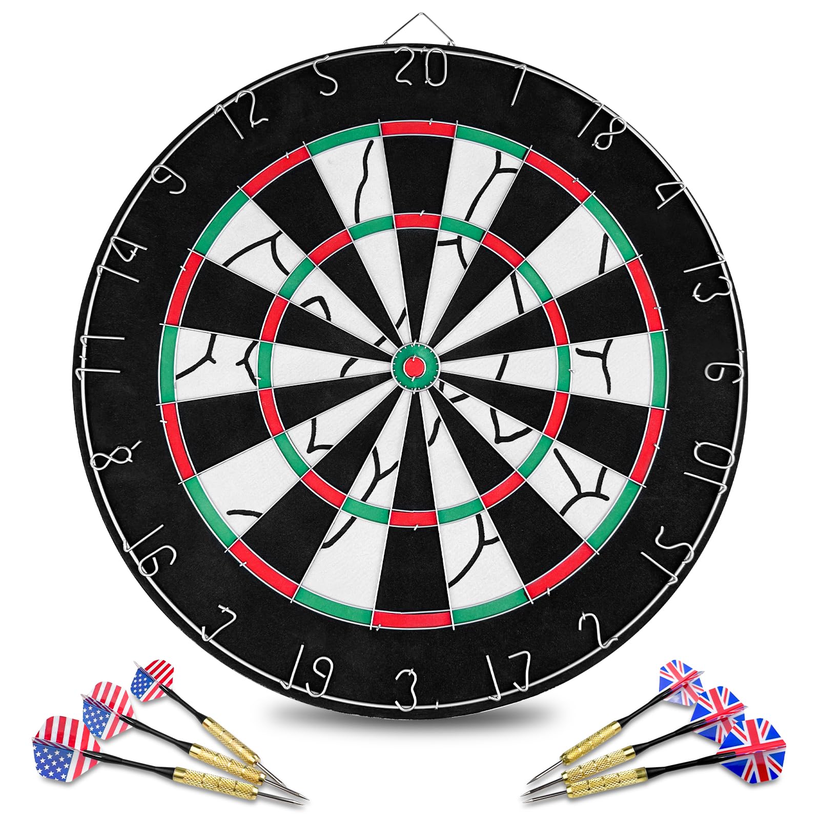 Juego de Diana de Doble Cara 44.8 cm con 6 Dardos, Tablero de Dardos Clásico